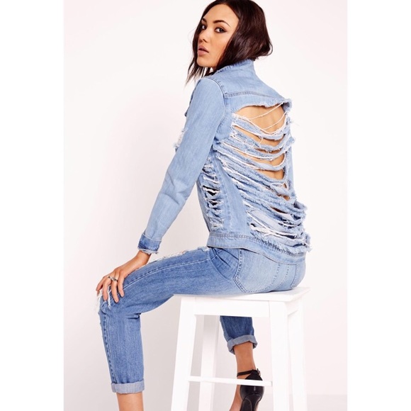 MISSGUIDED // distressed denim jacket - Picture 2 of 4